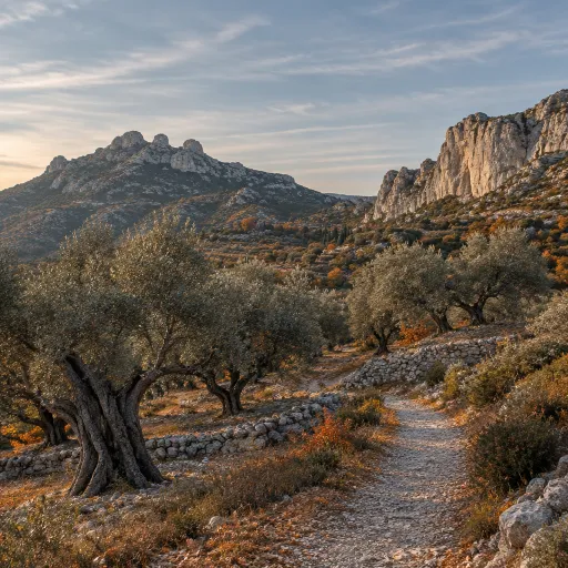 Les Alpilles à pied en automne : les Opies, les Baux par la face nord et les oliveraies dans la lumière rasante
